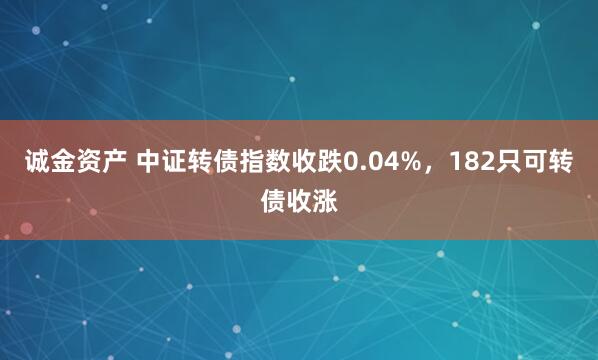 诚金资产 中证转债指数收跌0.04%，182只可转债收涨